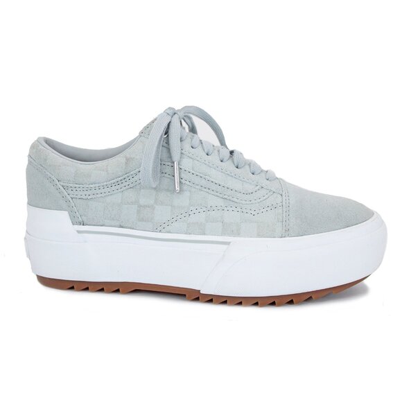 Vans Old Skool Grey Stacked Emboss Check Sneakers: Size 9 - Picture 1 of 8
